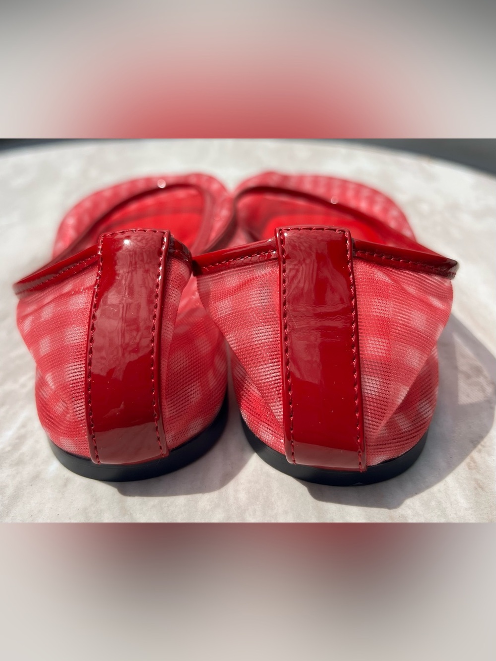 New Steve Madden Women's Meadow Ballet Flats in Red Gingham Mesh Size 6.5 - Picture 4 of 10